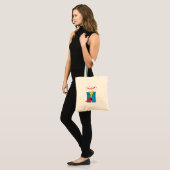 Niedlicher roter Kardinal mit blauem Geschenk Tragetasche (Vorderseite (Model))