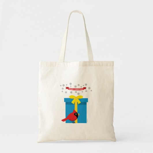 Niedlicher roter Kardinal mit blauem Geschenk Tragetasche (Vorne)