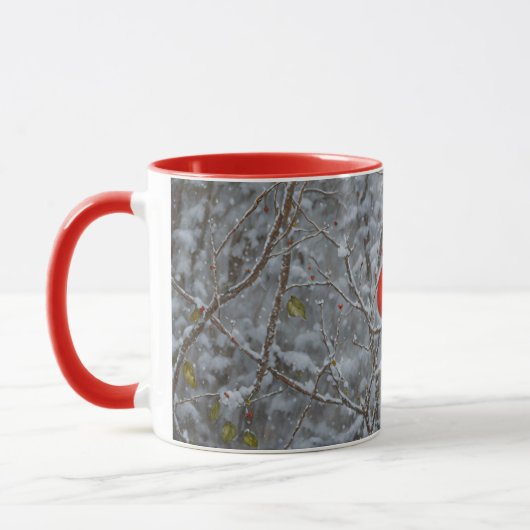 Niedlicher Roter Kardinal Vogelschneewald Tasse Cu (Links)