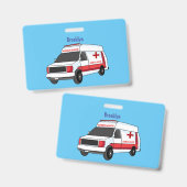 Niedlicher roter Krankenwagen Cartoon Ausweis (Front & Back)