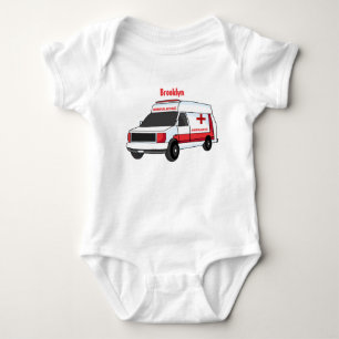 Niedlicher roter Krankenwagen Cartoon Baby Strampler