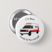Niedlicher roter Krankenwagen Cartoon Button (Vorne & Hinten)