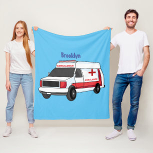 Niedlicher roter Krankenwagen Cartoon Fleecedecke