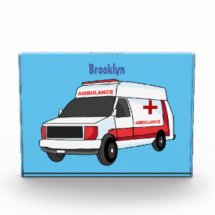 Niedlicher roter Krankenwagen Cartoon Fotoblock