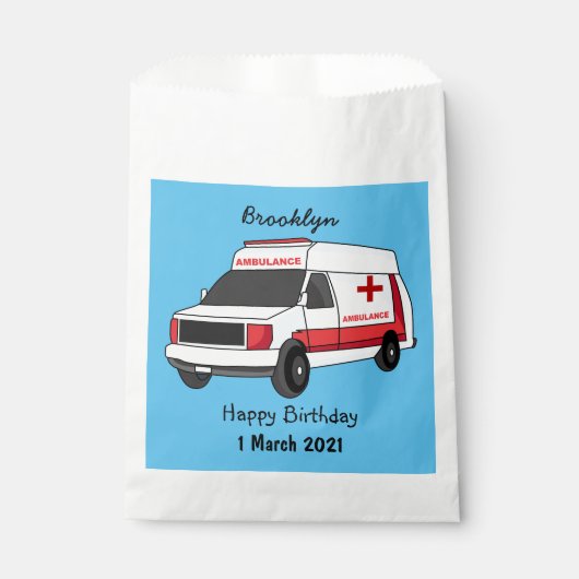 Niedlicher roter Krankenwagen Cartoon Geschenktütchen (Vorderseite)