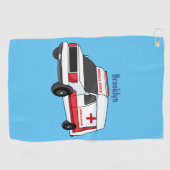 Niedlicher roter Krankenwagen Cartoon Golfhandtuch (Horizontal)