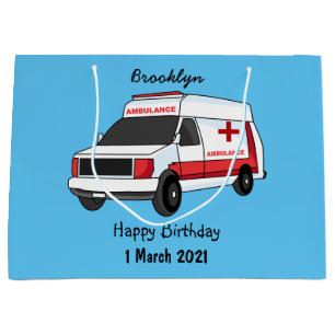 Niedlicher roter Krankenwagen Cartoon Große Geschenktüte