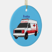 Niedlicher roter Krankenwagen Cartoon Keramik Ornament (Rechts)