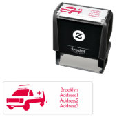 Niedlicher roter Krankenwagen Cartoon Permastempel (Beispiel)