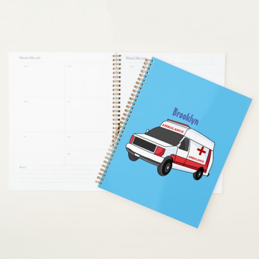 Niedlicher roter Krankenwagen Cartoon Planer (Anzeige)