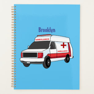 Niedlicher roter Krankenwagen Cartoon Planer
