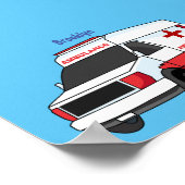 Niedlicher roter Krankenwagen Cartoon Poster (Ecke)