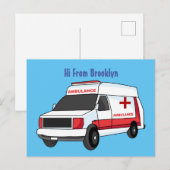 Niedlicher roter Krankenwagen Cartoon Postkarte (Vorne/Hinten)