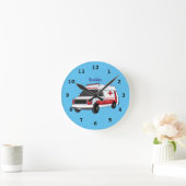 Niedlicher roter Krankenwagen Cartoon Runde Wanduhr (Zuhause)