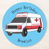 Niedlicher roter Krankenwagen Cartoon