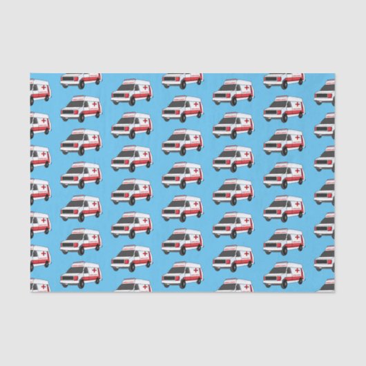 Niedlicher roter Krankenwagen Cartoon Seidenpapier (Vorderseite)