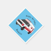 Niedlicher roter Krankenwagen Cartoon Serviette (Ecke)