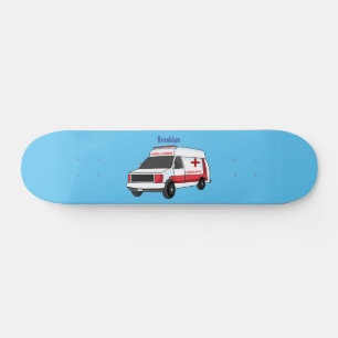 Niedlicher roter Krankenwagen Cartoon Skateboard