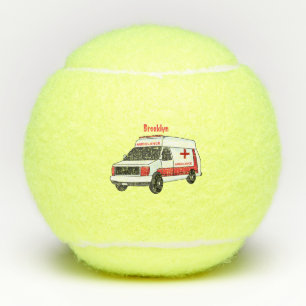 Niedlicher roter Krankenwagen Cartoon Tennisbälle