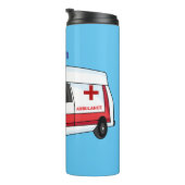 Niedlicher roter Krankenwagen Cartoon Thermosbecher (Nach rechts gedreht)
