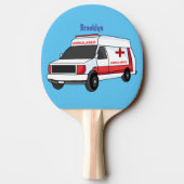 Niedlicher roter Krankenwagen Cartoon Tischtennis Schläger (Rückseite)
