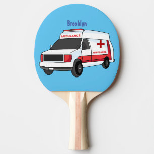 Niedlicher roter Krankenwagen Cartoon Tischtennis Schläger