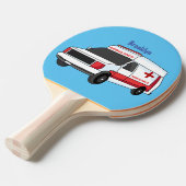 Niedlicher roter Krankenwagen Cartoon Tischtennis Schläger (Vorderseite)