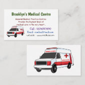 Niedlicher roter Krankenwagen Cartoon Visitenkarte (Vorne/Hinten)