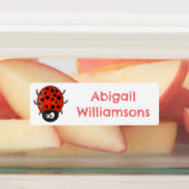 Niedlicher, roter Ladybug Cartoon personalisiert Etiketten (Befestigt)