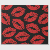 Niedlicher Roter Lipstick Kisses Kiss Lips Muster Geschenkpapier (Flach)