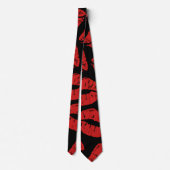 Niedlicher Roter Lipstick Kisses Kiss Lips Muster Krawatte (Rückseite)