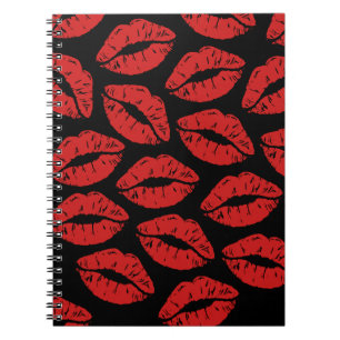Niedlicher Roter Lipstick Kisses Kiss Lips Muster Notizblock