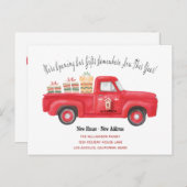 Niedlicher roter Lkw Wir haben Ferien verlegt neue Ankündigungspostkarte (Vorne/Hinten)