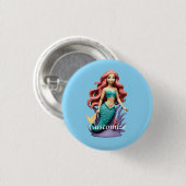 Niedlicher roter Meerjungfrau Thunder_Cove Button (Vorne & Hinten)