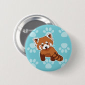 Niedlicher roter Panda auf blauer Tatze druckt Button (Vorne & Hinten)