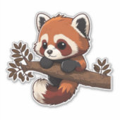Niedlicher roter Panda auf dem Baumzweig Aufkleber (Vorderseite)