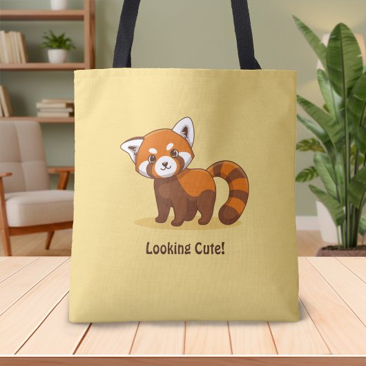 Niedlicher Roter Panda auf Gelb Tasche