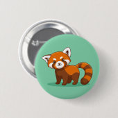 Niedlicher Roter Panda auf Grün Button (Vorne & Hinten)