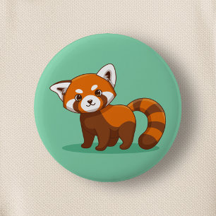 Niedlicher Roter Panda auf Grün Button