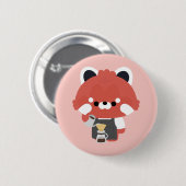 Niedlicher Roter Panda Barista Button (Vorne & Hinten)