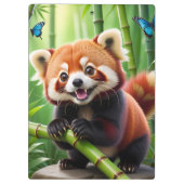Niedlicher Roter Panda im Kawaii-Stil im Bambuswal Klemmbrett (Rückseite)