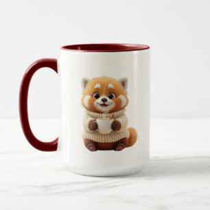 Niedlicher Roter Panda in gemütlichem Pullover Zwe Tasse