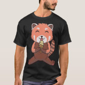 Niedlicher Roter Panda Katzenbär Eiscreme T-Shirt (Vorderseite)
