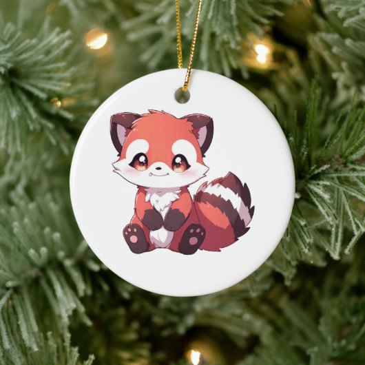 niedlicher roter Panda Keramik Ornament (Baum)