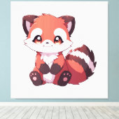 niedlicher roter Panda Leinwanddruck (Insitu (Holzboden))