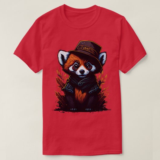 niedlicher roter Panda mit Hut 3 T-Shirt (Design vorne)