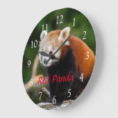 Niedlicher Roter Panda Nature Foto Roter Text Große Wanduhr (Winkel)