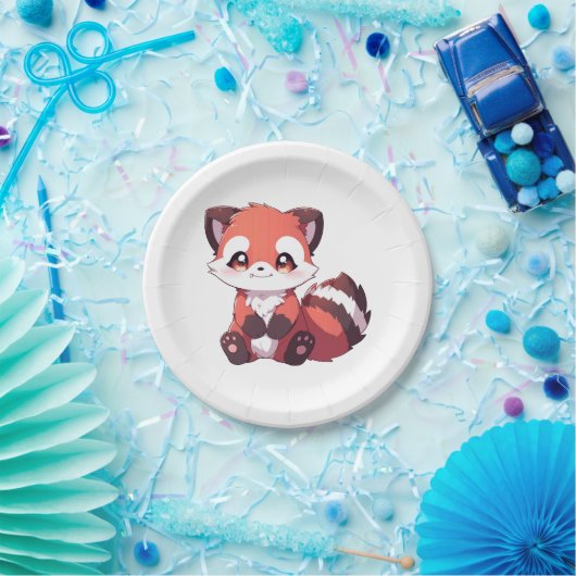 niedlicher roter Panda Pappteller (Party)