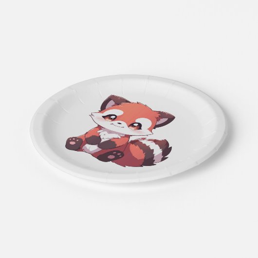niedlicher roter Panda Pappteller (Schrägansicht)