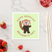 Niedlicher roter Panda personalisierter Cartoon Ge Serviette (Beispiel)